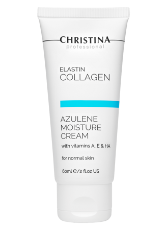 ELASTIN COLLAGEN AZULENE MOISTURE CREAM WITH VITAMINS A, E & HA FOR NORMAL SKIN Увлажняющий крем c витаминами А, Е и гиалуроновой кислотой для нормальной кожи «Эластин, коллаген, азулен», 60 мл